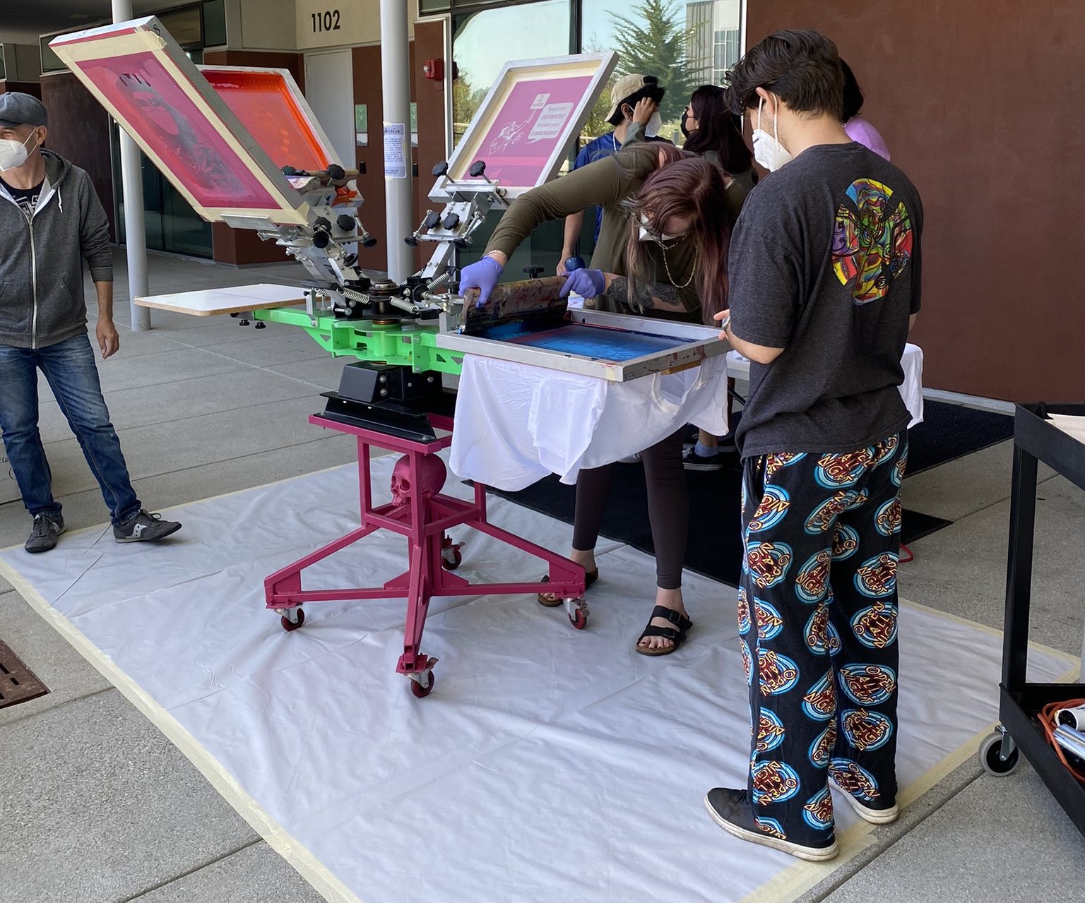 screenprinting station in use