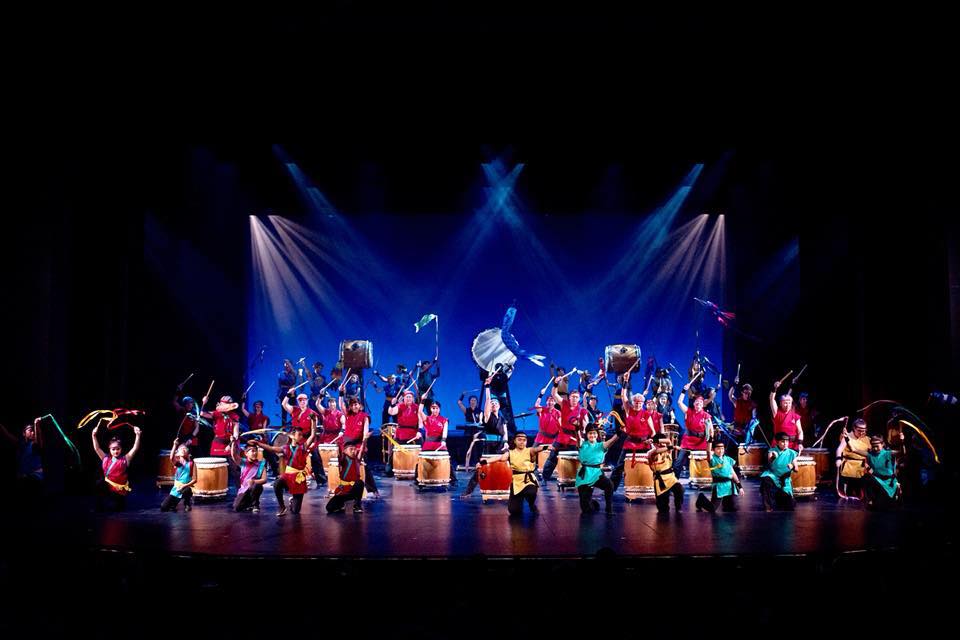 Taiko band on stage