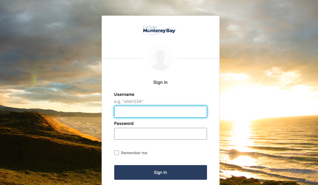 Screenshot of CSUMB Single Sign On Interface