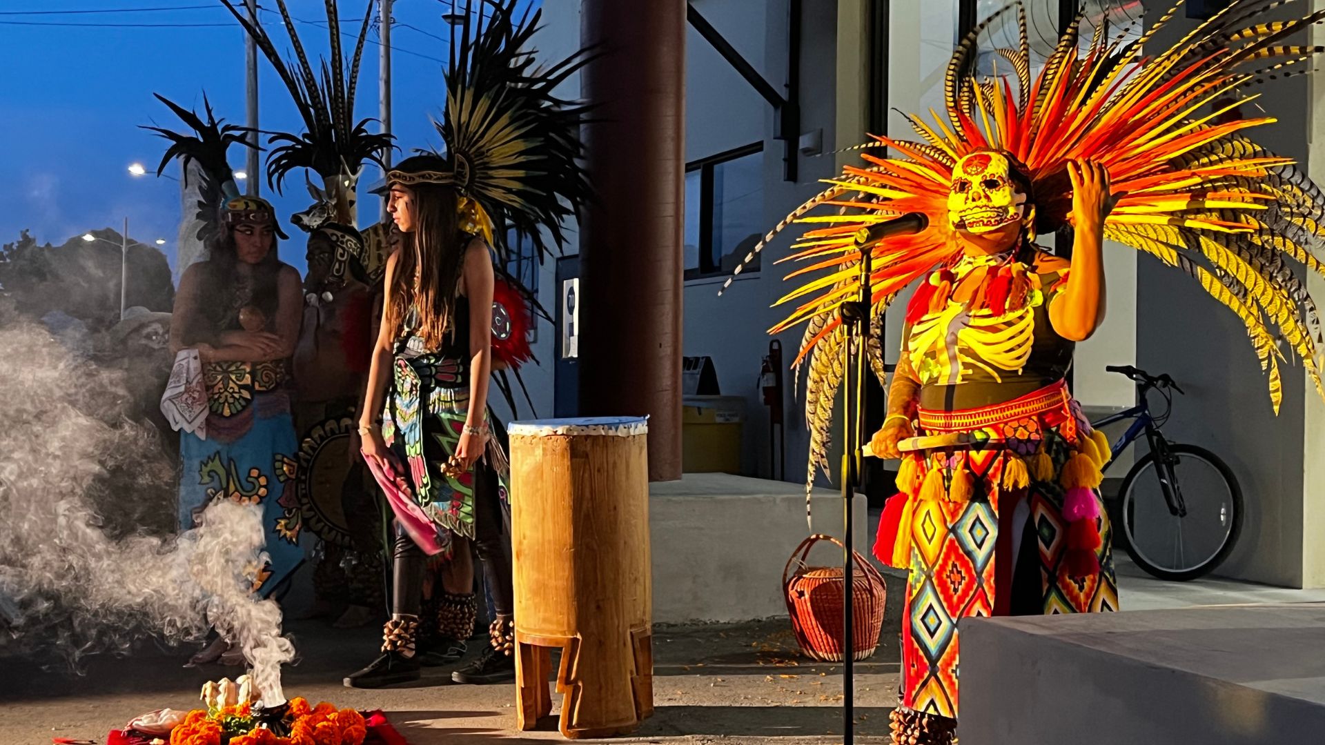 Aztec dancers at Dia de los Muertos