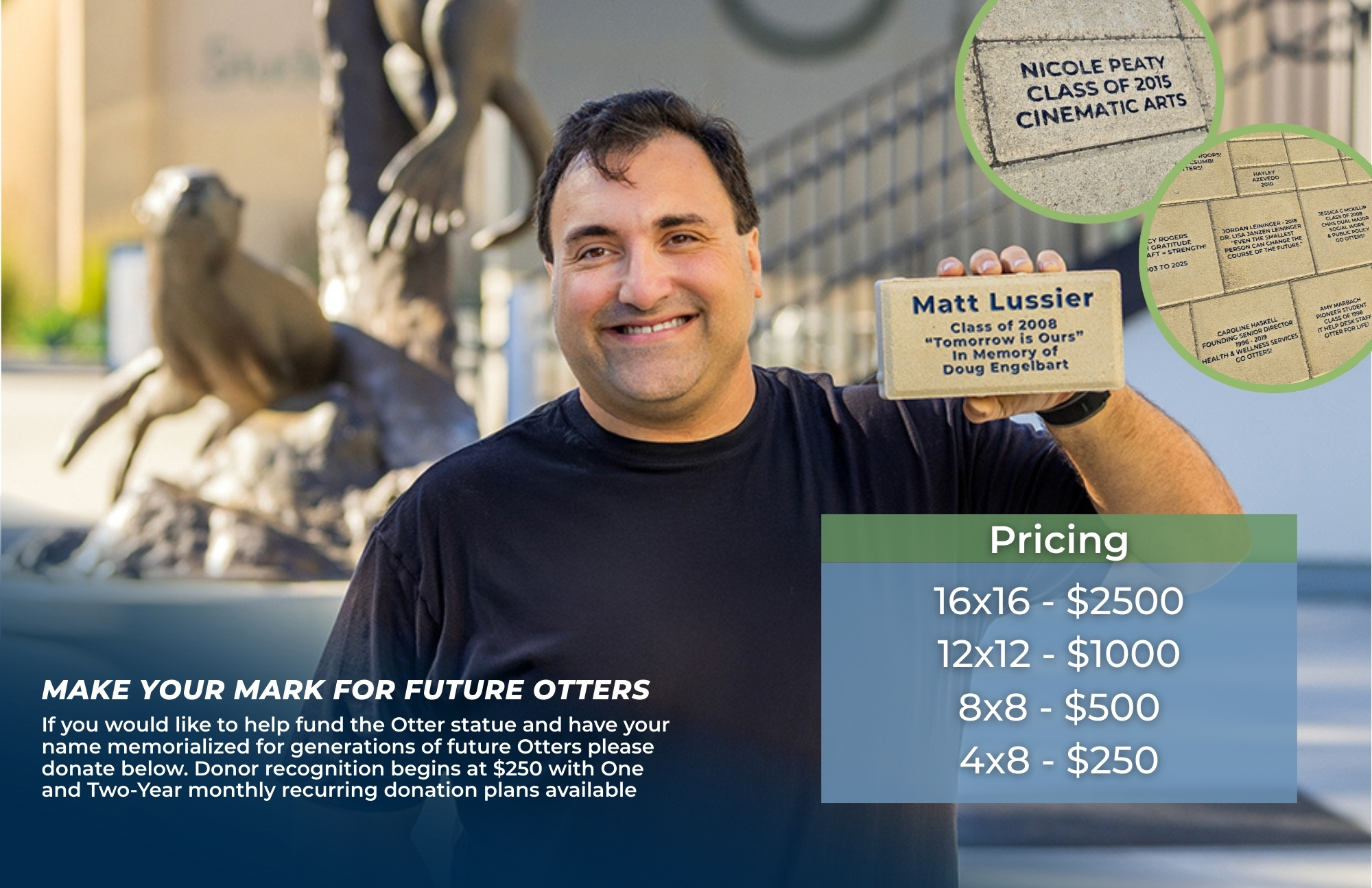 Flyer for University Advancement advertising donations bricks you can purchase and put your name in