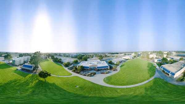 A panoramic photo of the campus