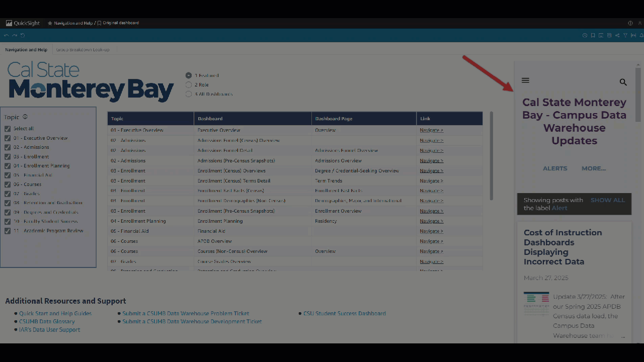 Screenshot GIF illustrating Campus Data Warehouse Updates blog 