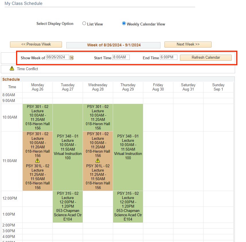 Screenshot of Add Classes View Results screen in OASIS.