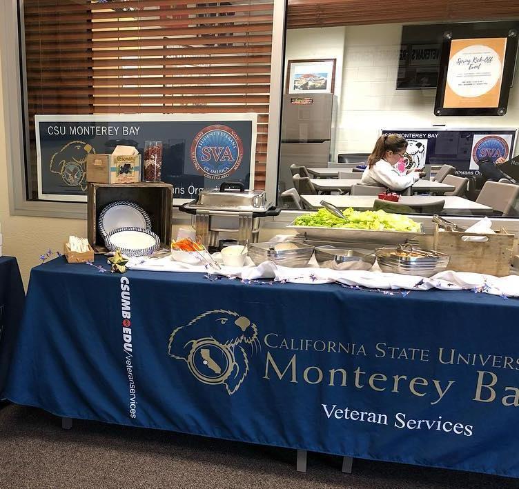 Table Set for Veterans Luncheon outside the VRC front window