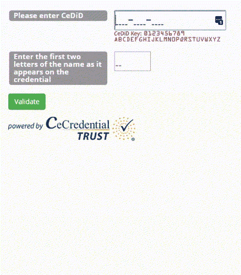Demo of CeCredential validation