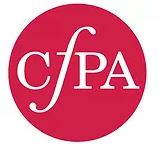 Red circle, white font CFPA