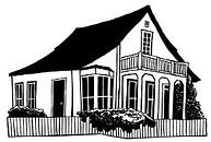 Illustration of a house, black, white background