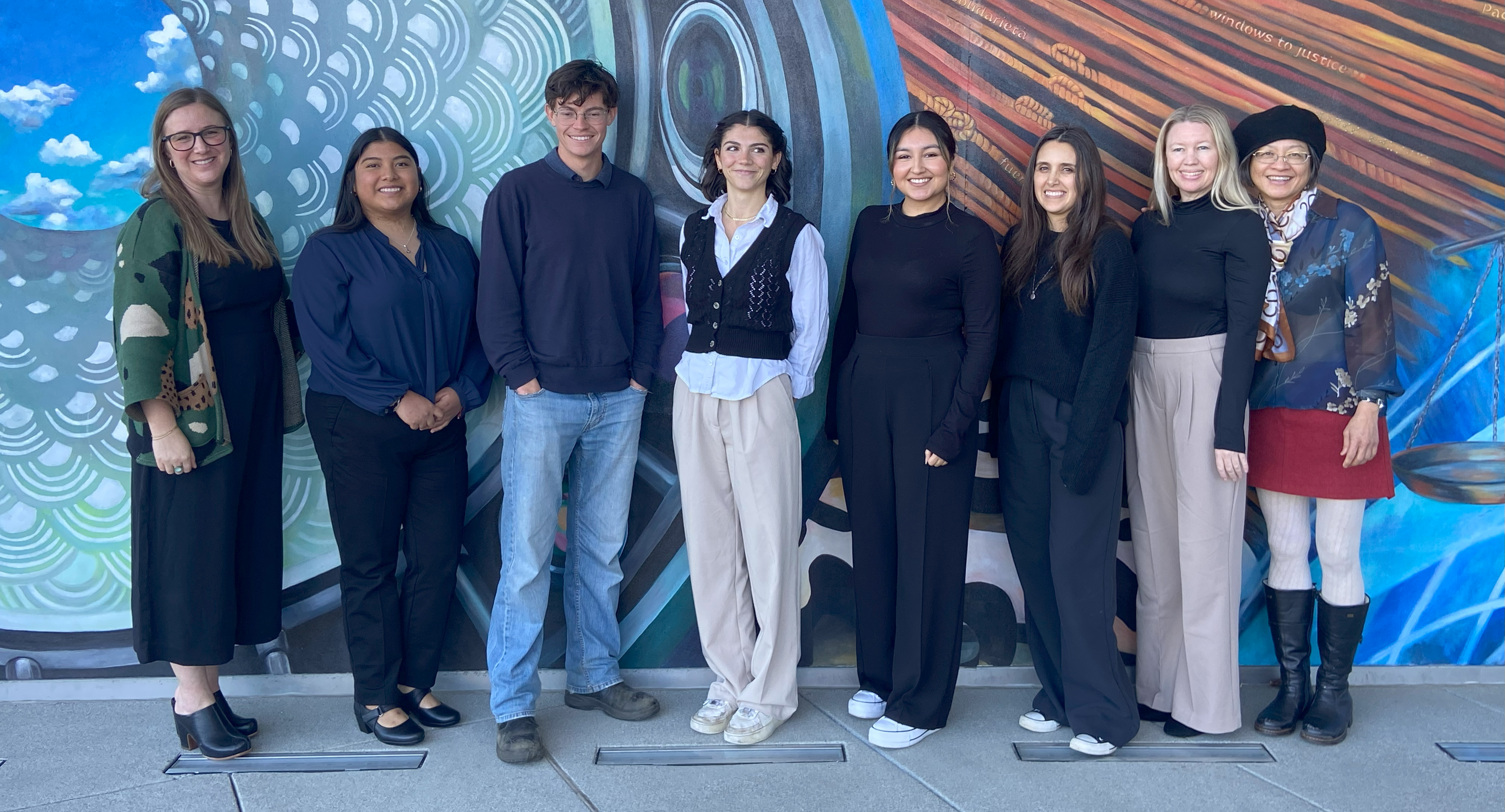 Global Studies students posed in front of the CAHSS building