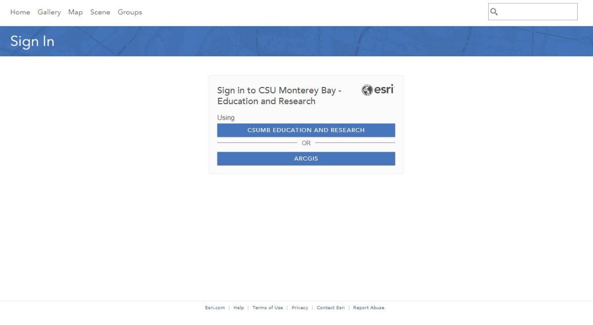 CSUMB AGOL Login options
