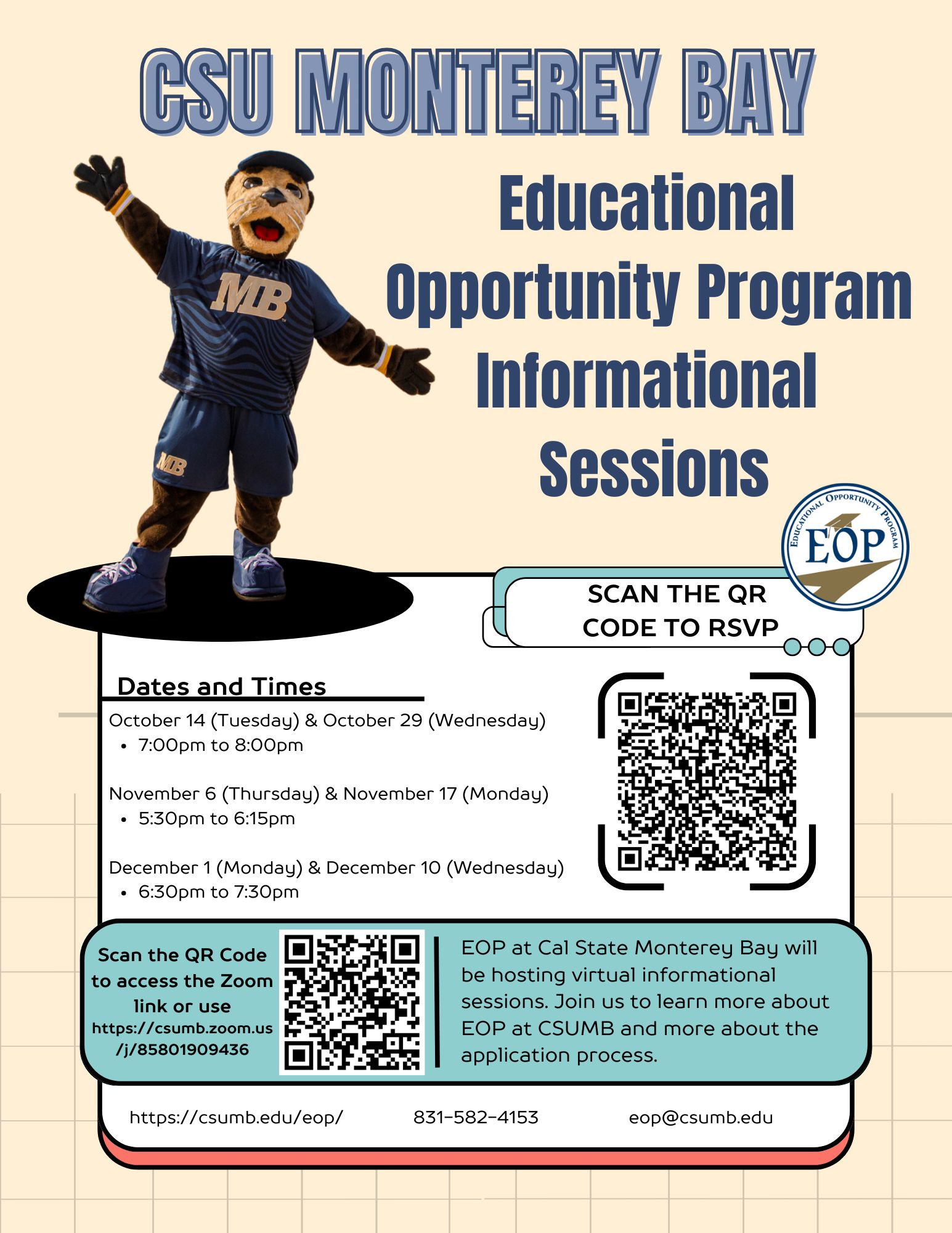 Informational sessions for application support for the EOP program at CSUMB