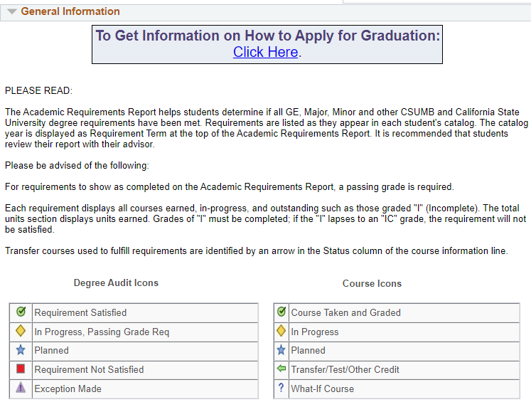 Screenshot of the General Information in OASIS