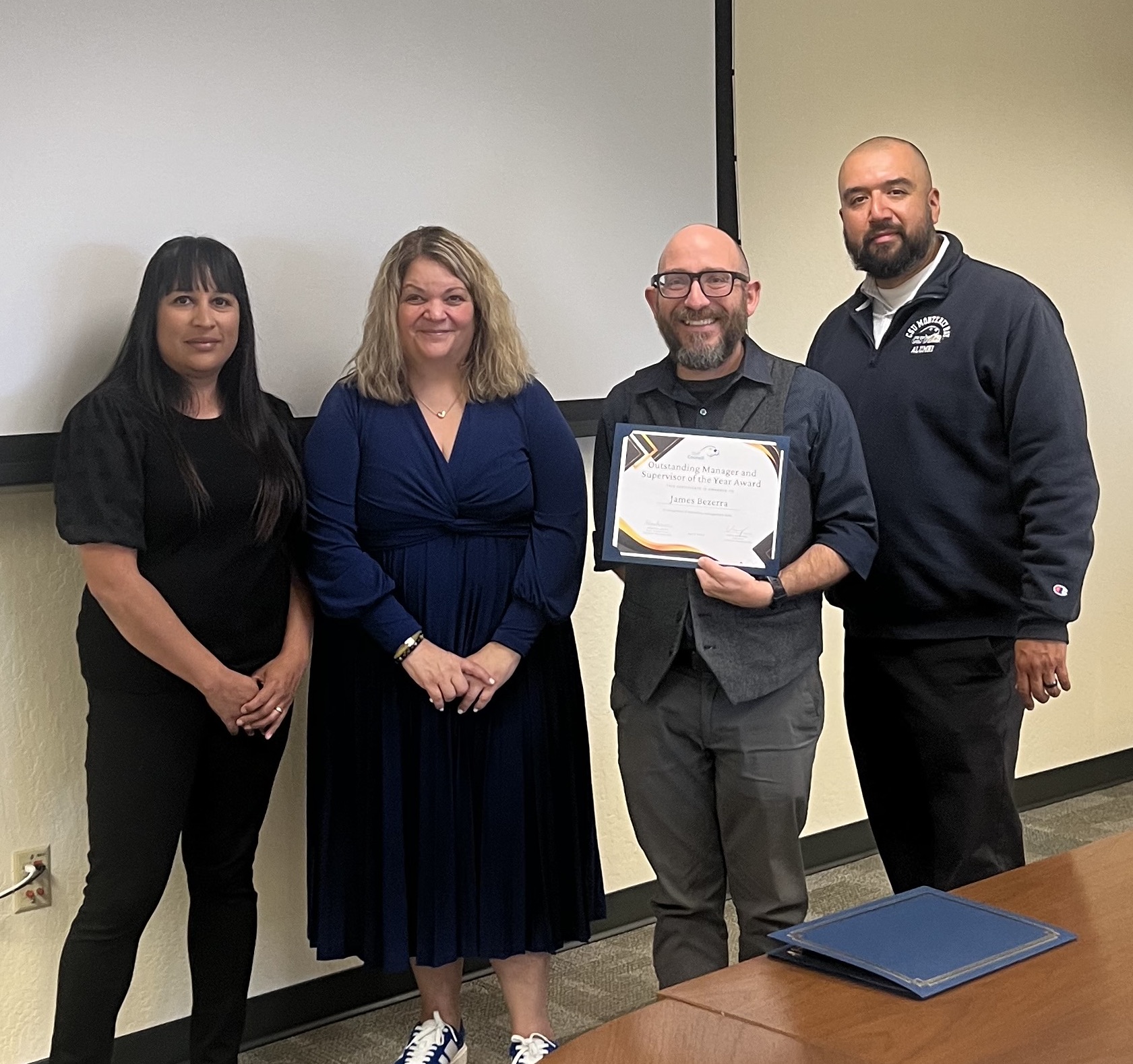 James accepting his award