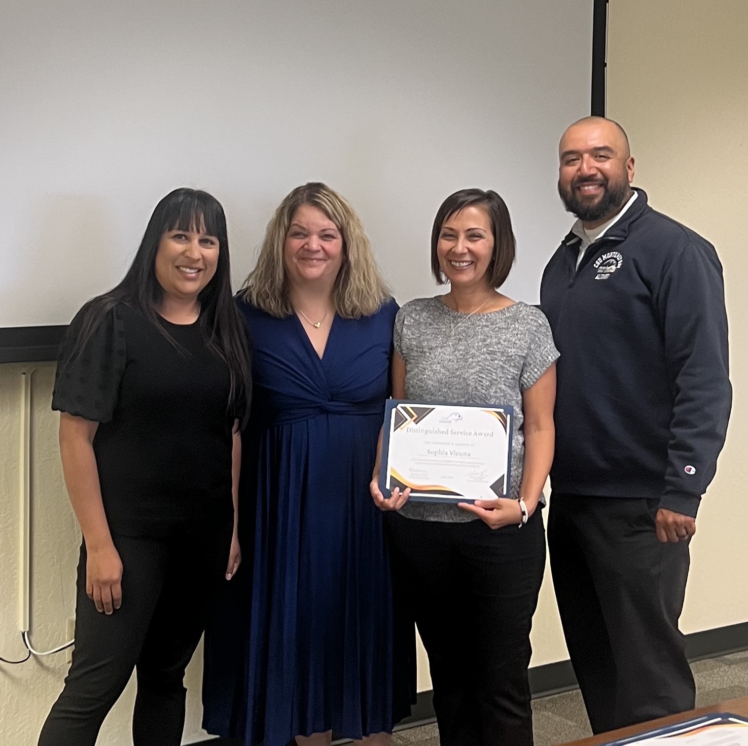 Sophia Vicuna receiving her award.