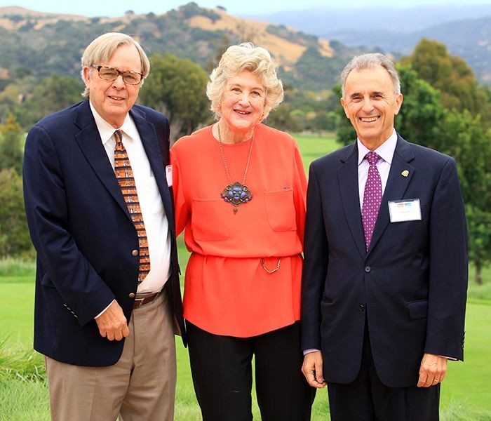 Peter Smith, CWD Honoree Mary Kay Crockett, and President Eduardo Ochoa