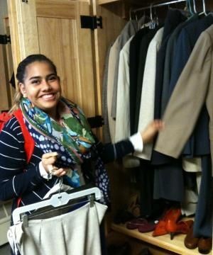 Student getting clothes at Otter outfitters