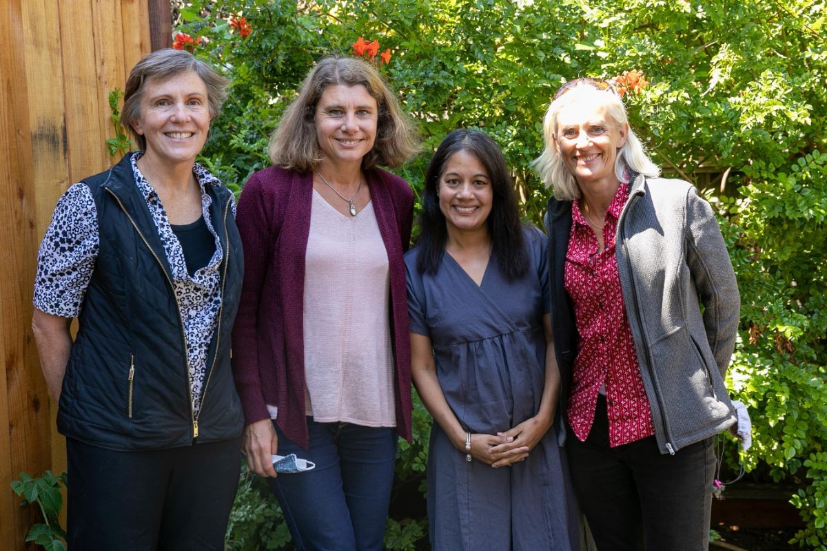 From left to right: Professor Lindsay Hinck (UCSC, co-PI), Dr. Catharina Casper-Lindley (UCSC, Program Director), Professor Aparna Sreenivasan (CSUMB, co-PI), Professor Camilla Forsberg (UCSC, co-PI).