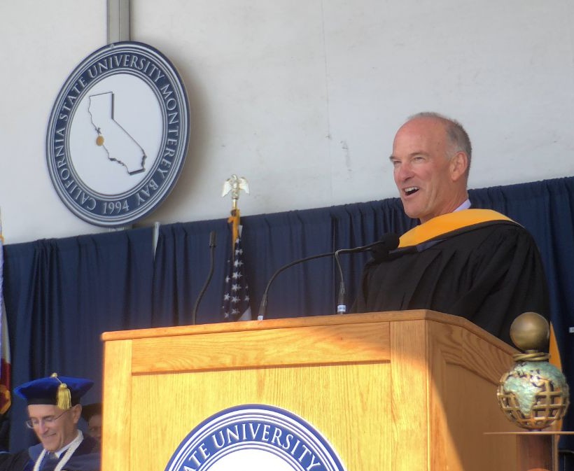 Founder, chairman and Chief Executive Officer of Taylor Fresh Foods and Taylor Farms California, Bruce Taylor gives a keynote address to graduates on Friday May, 17, 2019.