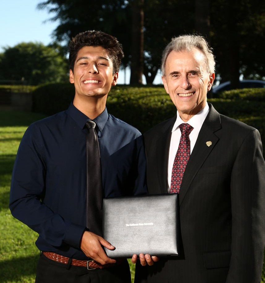 CSUMB award winner, Bryan Sierra-Rivera with CSUMB President Eduardo M. Ochoa.