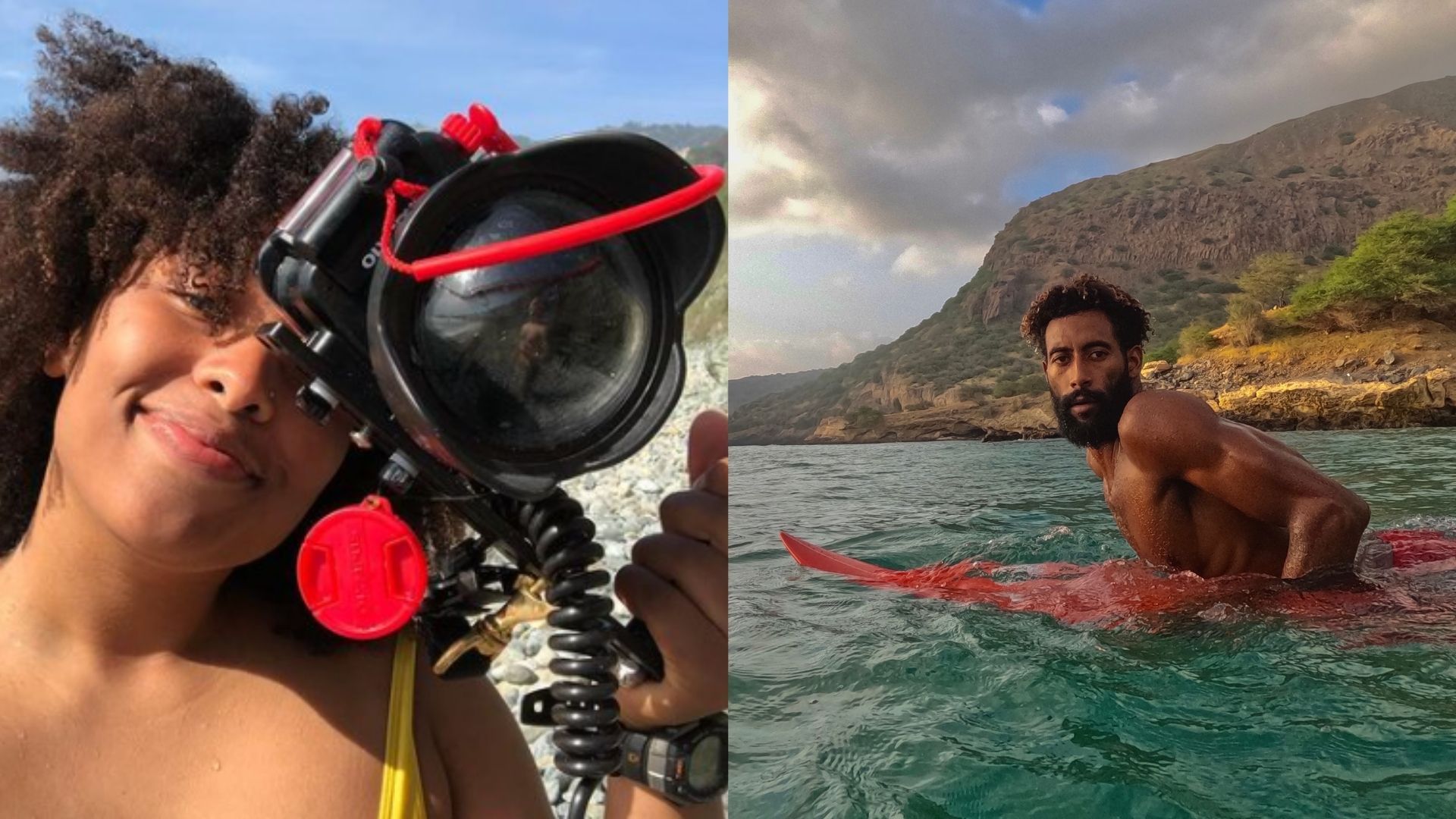 Eliette Singleton (left) and a surfer in Cape Verde