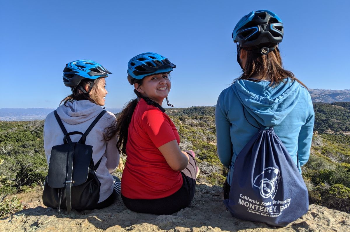 Students in the Fort Ord National Monument chaparral forest.