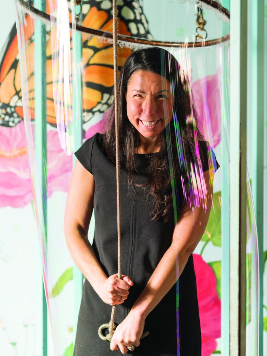 Lauren Cohen inside a giant bubble at MY Museum.