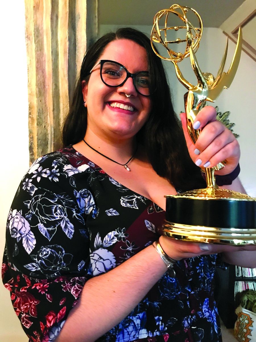 Margo Flitcraft poses with daytime Emmy Award