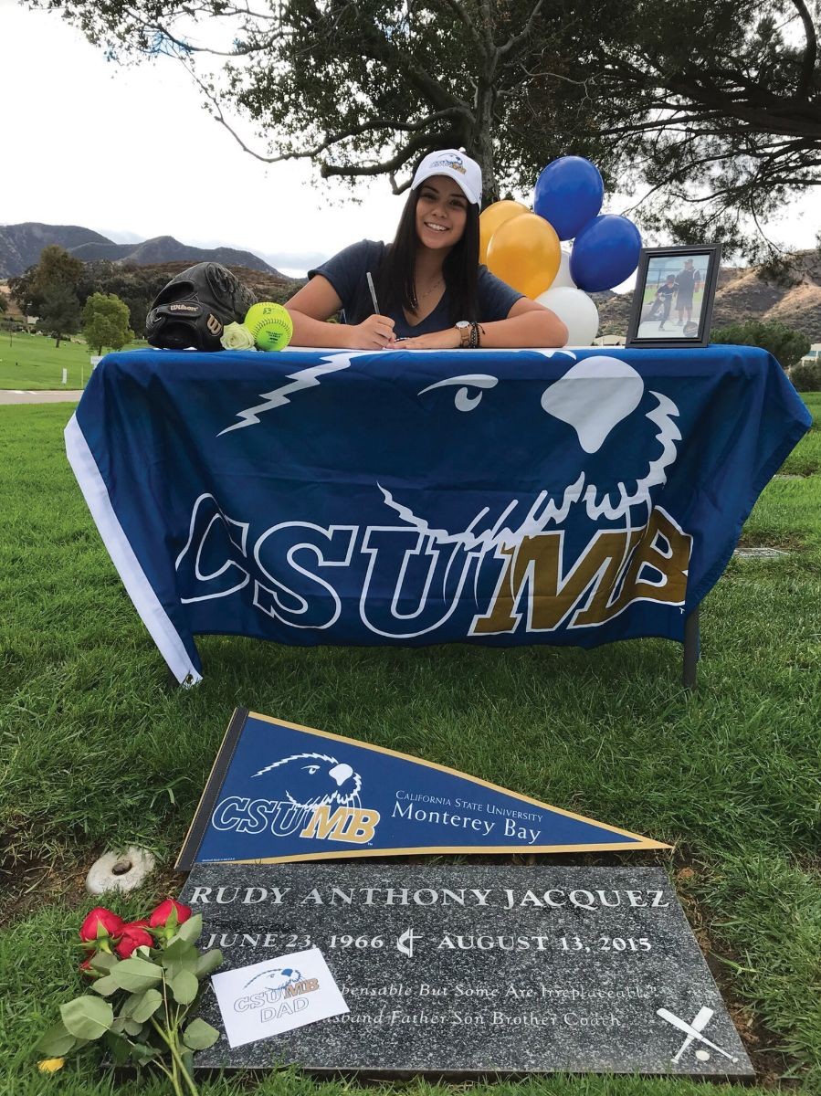 Jacquez's photo at her father's gravesite.