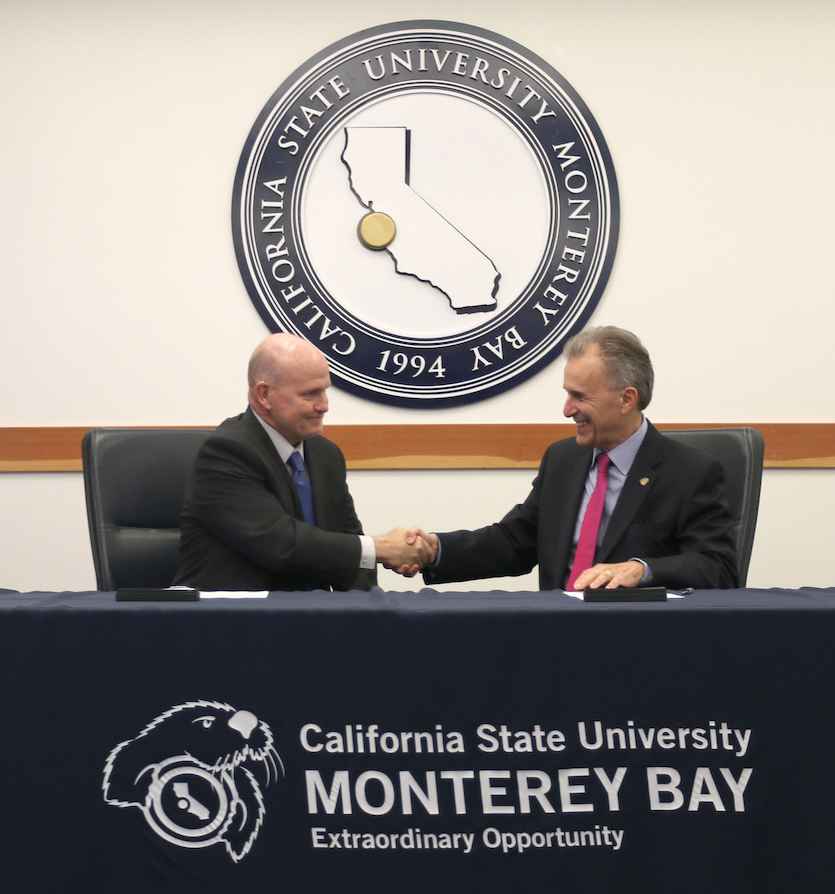 CSUMB President Eduardo M. Ochoa and MPC President Walter T. Tribley Sign the MOU May 15, 2017