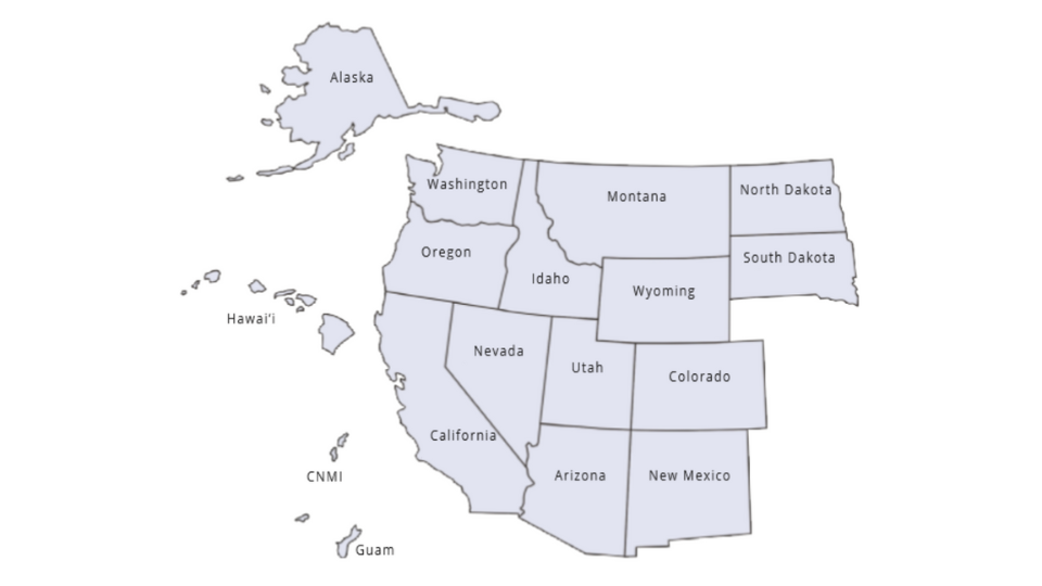 Western Undergraduate Exchange U.S. Map
