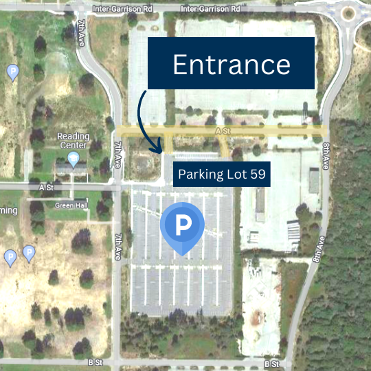 Parking Map showing entrance on A Street from 7th or 8th Avenue
