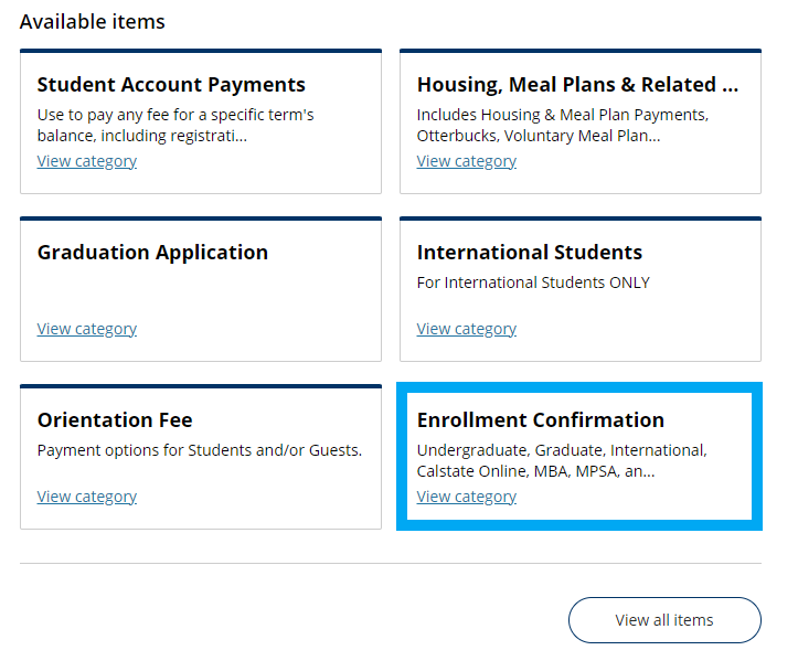 EC choice selection from the payment portal