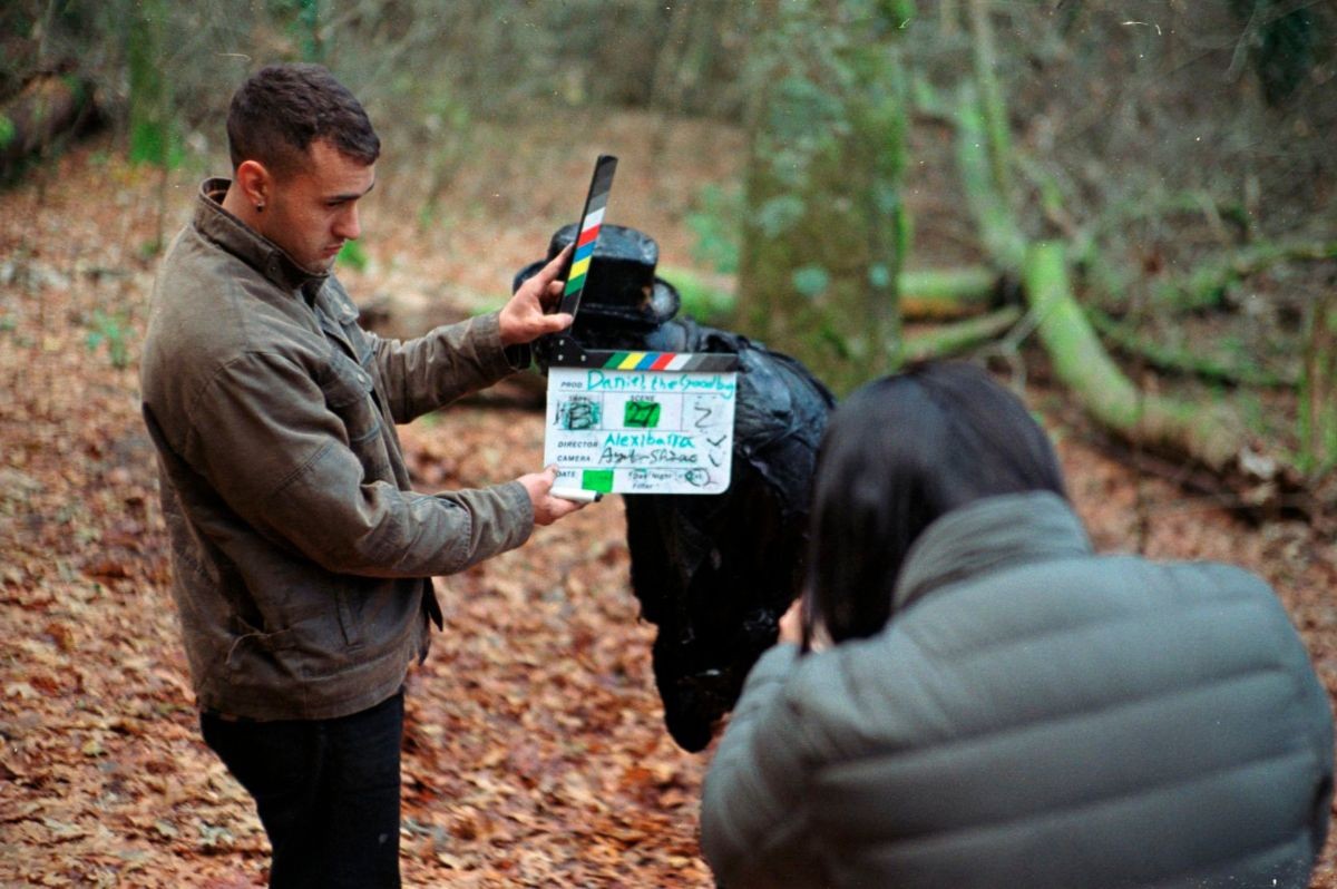 Alex Ibarra on set while filming his movie, 