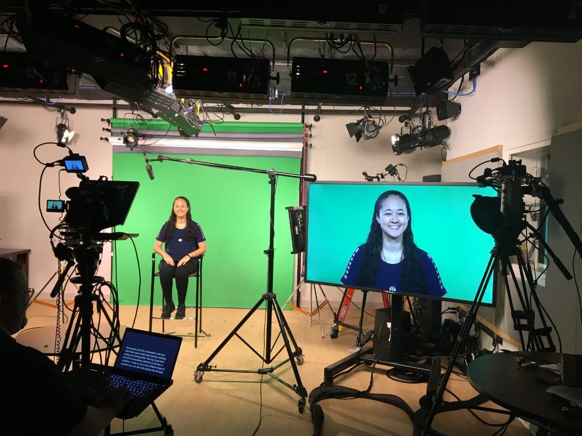 Melissa Callaghan at a Harvard studio recording