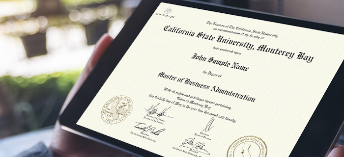 Cediploma certificate viewed on tablet