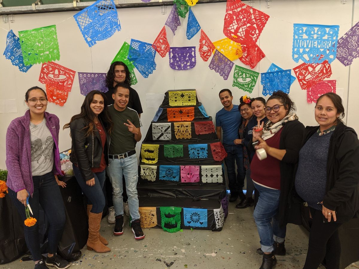 CSUMB Spanish Club members celebrating their Ofrenda at VPA