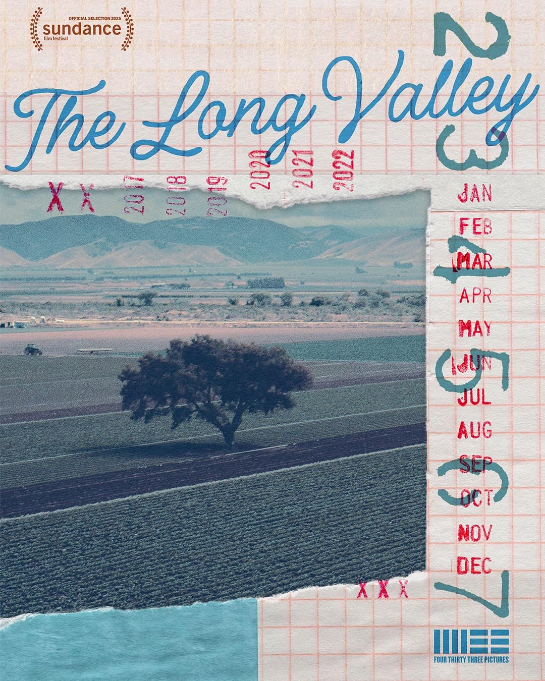 The Long Valley with tree among fields in Salinas Valley