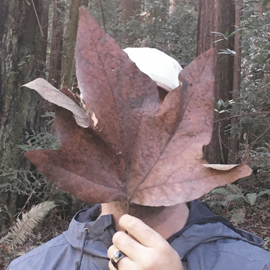 Tim Orme face hidden by large leaf