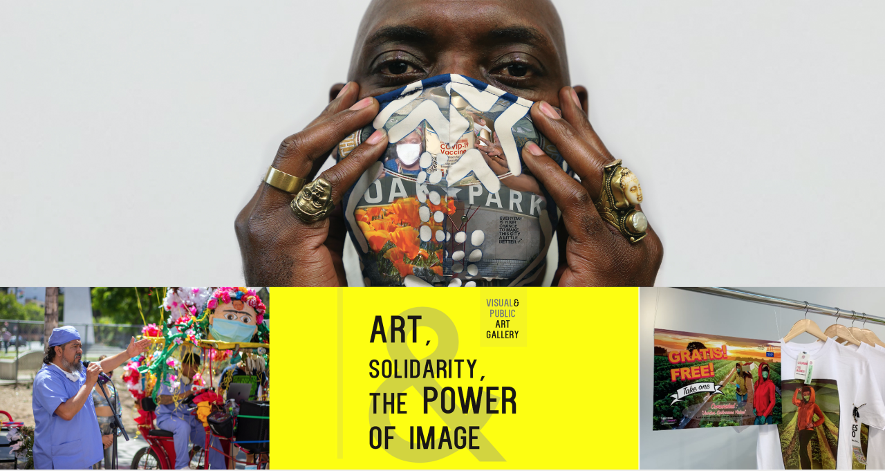 man wears covid protection mask, graphics of arts, solidarity and the power of Image