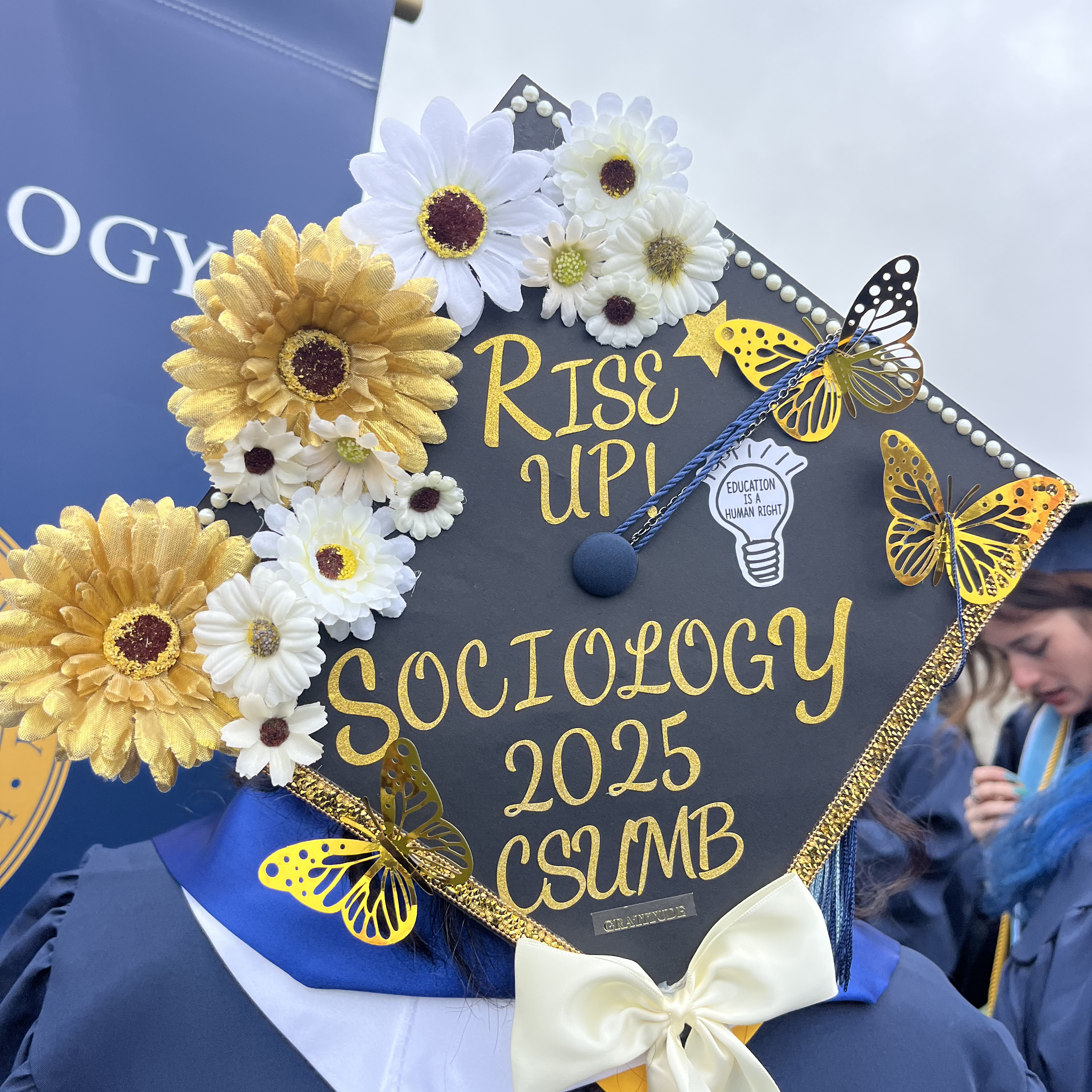 SOC Student graduation cap decorated