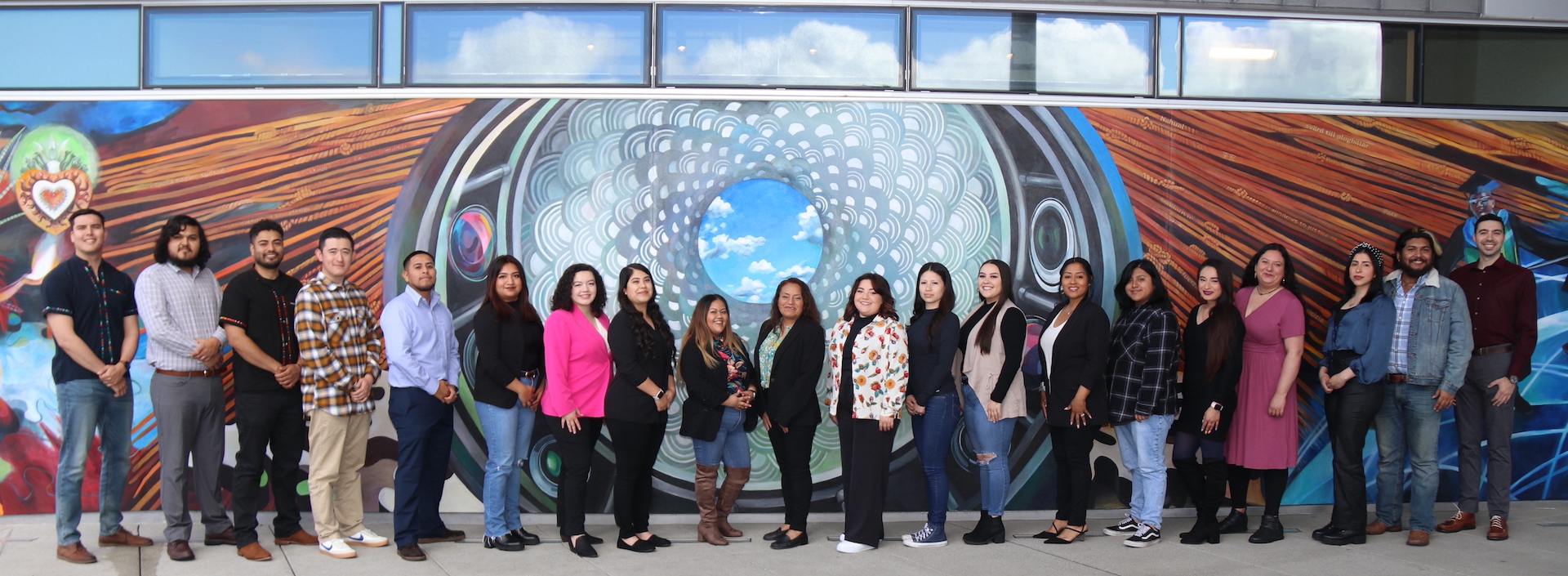2023 SLHC majors pose in front of Skylight Mural at CAHSS Building