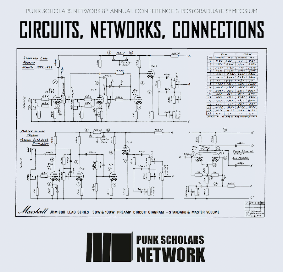 Marshall Amp circuit board. CFP image for PUNK SCHOLARS NETWORK 8TH ANNUAL CONFERENCE & POSTGRADUATE SYMPOSIUM CIRCUITS, NETWORKS, CONNECTIONS