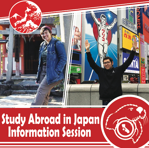 Students posing in front of iconic Japanese locations for Study Abroad in Japan Information Session