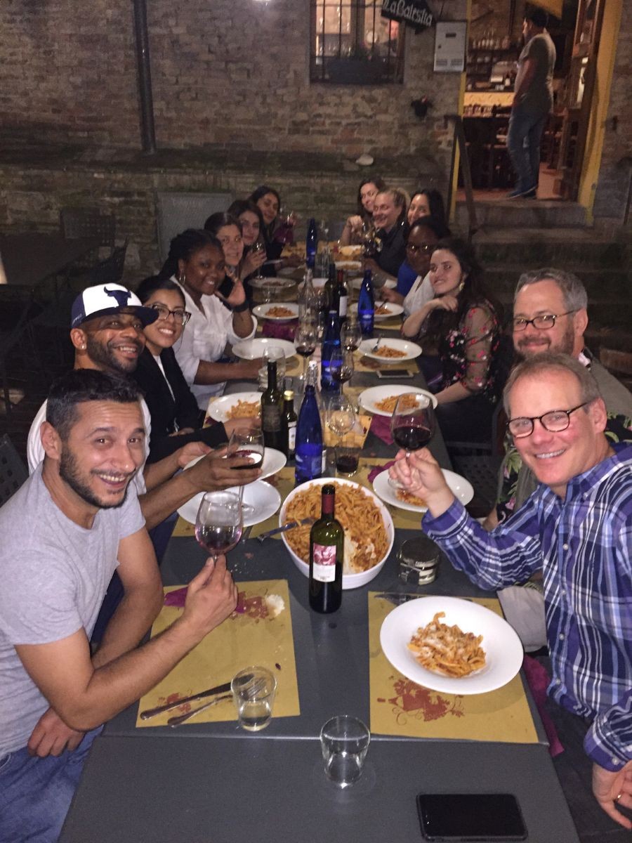 Photo of Italy group at dinner