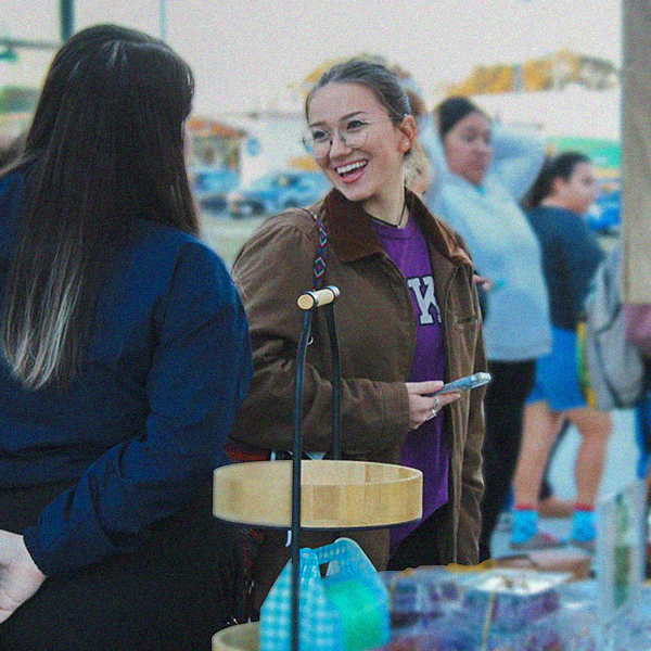 Student Shopping at Winter Night Market