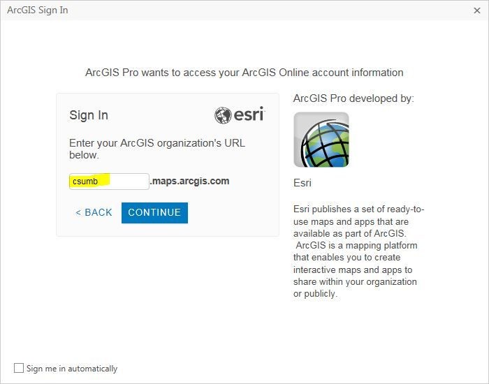 Enter CSUMB AGOL organization URL: csumb.maps.arcgis.com