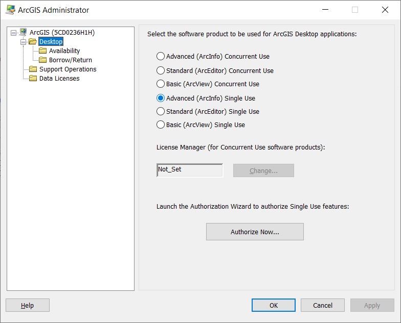 ArcGIS Administrator SingleUse Screen 1 software product