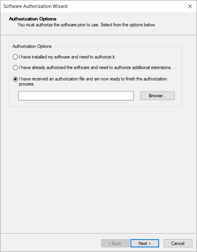 ArcGIS Administrator SingleUse Screen 2 received auth file