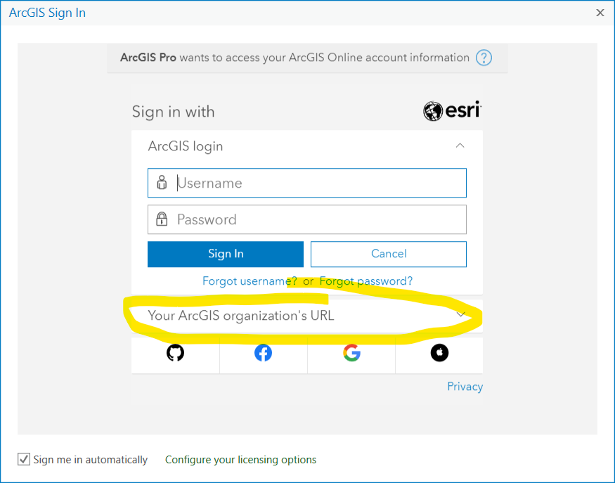 ArcGIS Pro AGOL Enterprise login