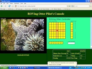 Screen grab from Pilot's Console of ROVing Otter Internet-controlled ROV